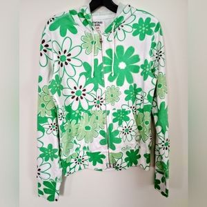 FLORAL HOODIE FOR FALL, SIZE M, 2 POCKETS, FULL ZIPPER, BY VINTAGE GIRL